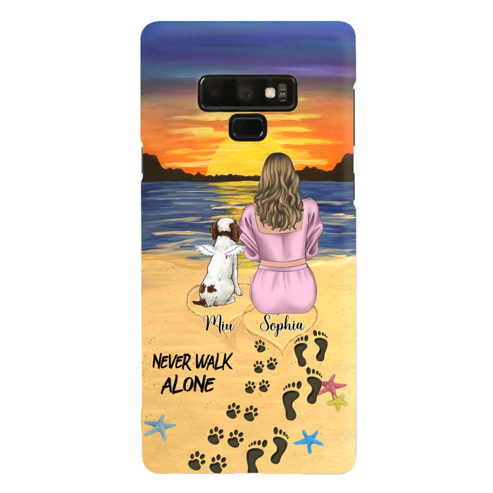 Personalized Memorial Dog Mom Phone Case - Up to 3 Dogs - Memorial Gift Idea for Dog Owners - Never Walk Alone - Case for iPhone/Samsung
