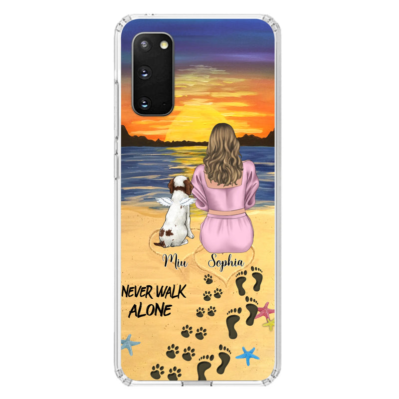 Personalized Memorial Dog Mom Phone Case - Up to 3 Dogs - Memorial Gift Idea for Dog Owners - Never Walk Alone - Case for iPhone/Samsung