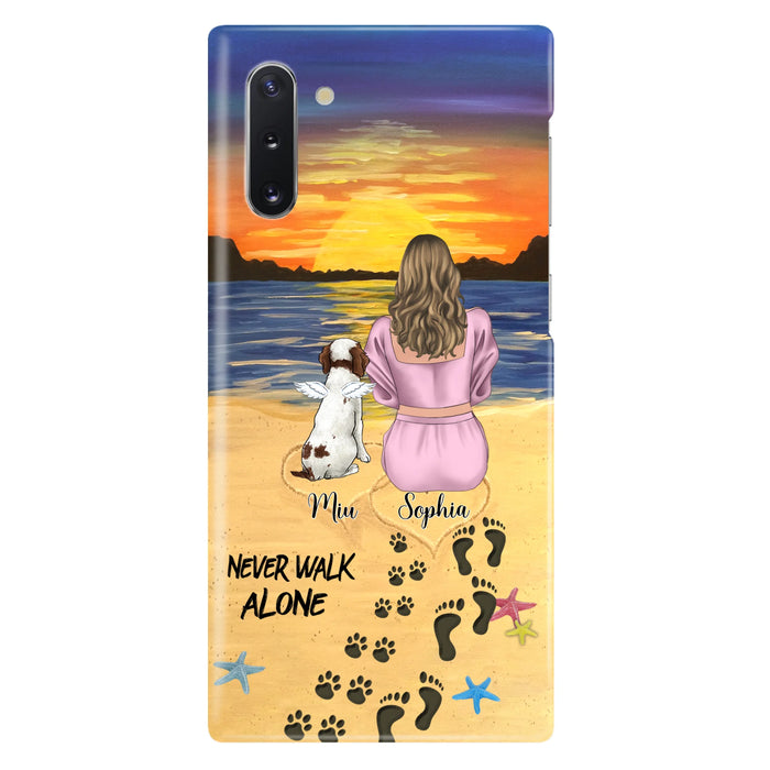 Personalized Memorial Dog Mom Phone Case - Up to 3 Dogs - Memorial Gift Idea for Dog Owners - Never Walk Alone - Case for iPhone/Samsung