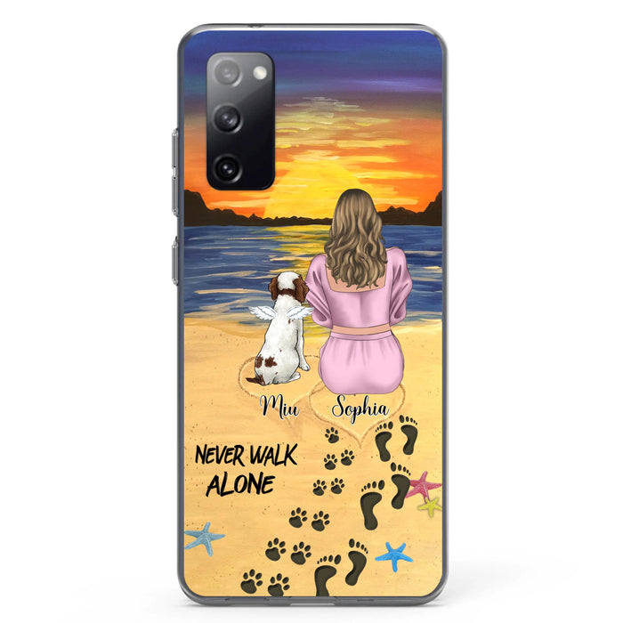 Personalized Memorial Dog Mom Phone Case - Up to 3 Dogs - Memorial Gift Idea for Dog Owners - Never Walk Alone - Case for iPhone/Samsung