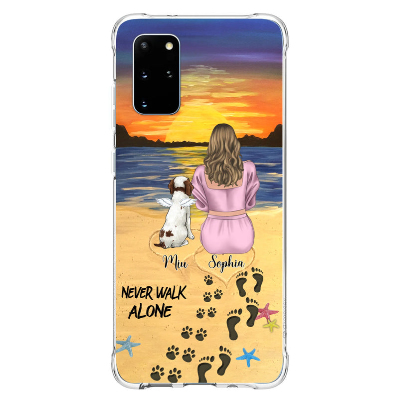 Personalized Memorial Dog Mom Phone Case - Up to 3 Dogs - Memorial Gift Idea for Dog Owners - Never Walk Alone - Case for iPhone/Samsung