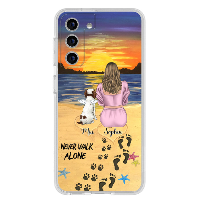 Personalized Memorial Dog Mom Phone Case - Up to 3 Dogs - Memorial Gift Idea for Dog Owners - Never Walk Alone - Case for iPhone/Samsung