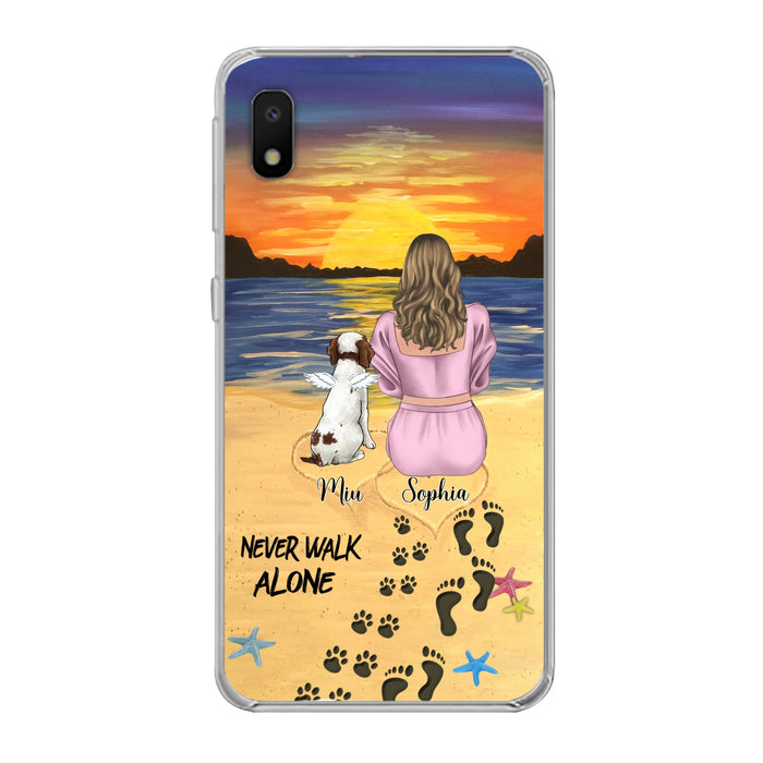Personalized Memorial Dog Mom Phone Case - Up to 3 Dogs - Memorial Gift Idea for Dog Owners - Never Walk Alone - Case for iPhone/Samsung
