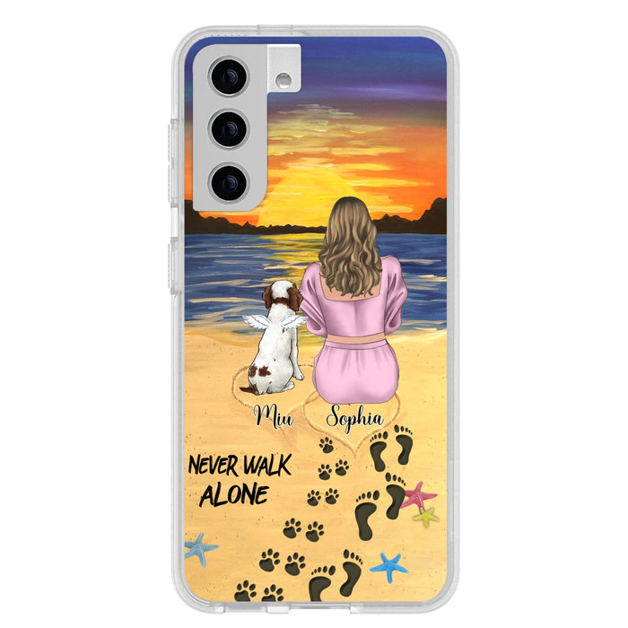 Personalized Memorial Dog Mom Phone Case - Up to 3 Dogs - Memorial Gift Idea for Dog Owners - Never Walk Alone - Case for iPhone/Samsung