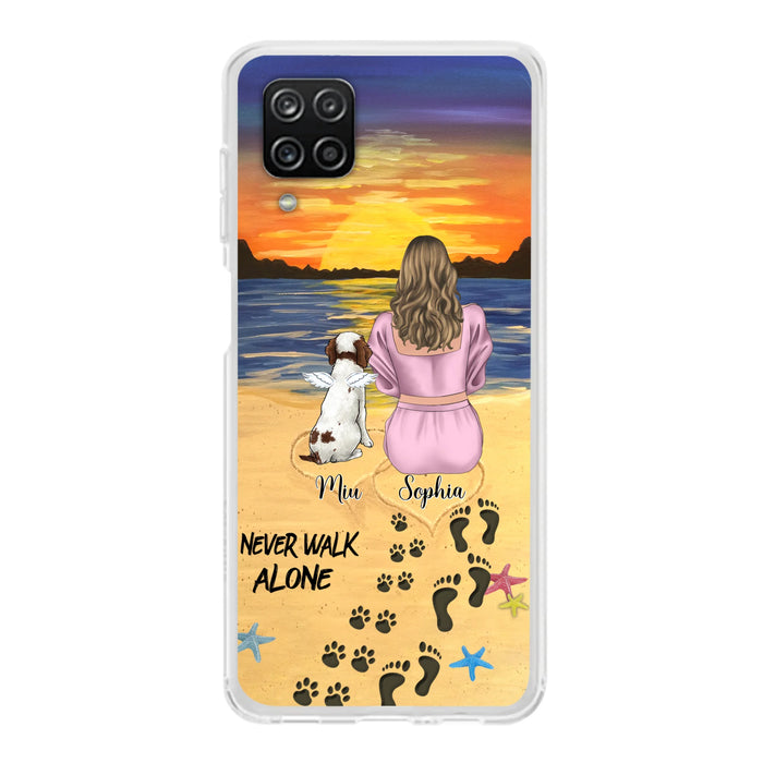 Personalized Memorial Dog Mom Phone Case - Up to 3 Dogs - Memorial Gift Idea for Dog Owners - Never Walk Alone - Case for iPhone/Samsung