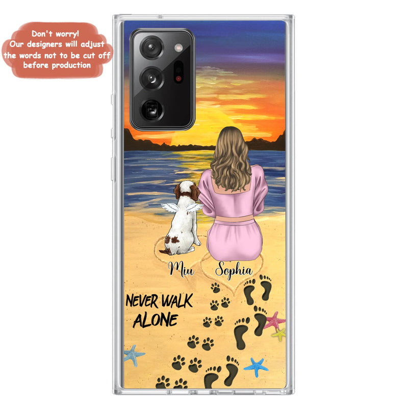 Personalized Memorial Dog Mom Phone Case - Up to 3 Dogs - Memorial Gift Idea for Dog Owners - Never Walk Alone - Case for iPhone/Samsung