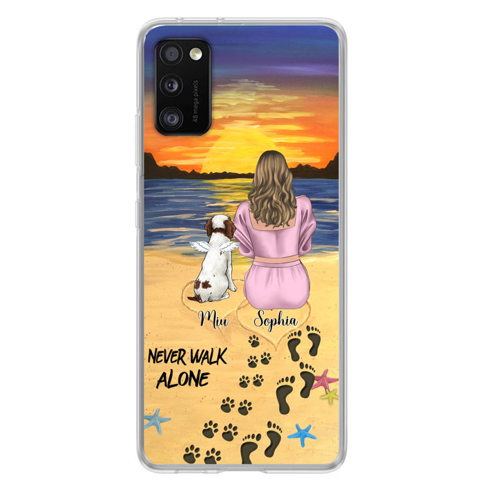 Personalized Memorial Dog Mom Phone Case - Up to 3 Dogs - Memorial Gift Idea for Dog Owners - Never Walk Alone - Case for iPhone/Samsung
