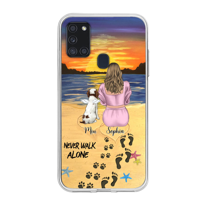 Personalized Memorial Dog Mom Phone Case - Up to 3 Dogs - Memorial Gift Idea for Dog Owners - Never Walk Alone - Case for iPhone/Samsung