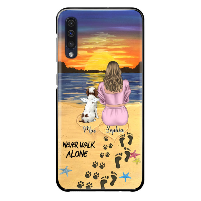 Personalized Memorial Dog Mom Phone Case - Up to 3 Dogs - Memorial Gift Idea for Dog Owners - Never Walk Alone - Case for iPhone/Samsung