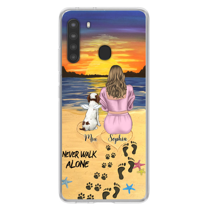 Personalized Memorial Dog Mom Phone Case - Up to 3 Dogs - Memorial Gift Idea for Dog Owners - Never Walk Alone - Case for iPhone/Samsung
