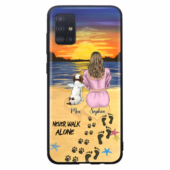 Personalized Memorial Dog Mom Phone Case - Up to 3 Dogs - Memorial Gift Idea for Dog Owners - Never Walk Alone - Case for iPhone/Samsung