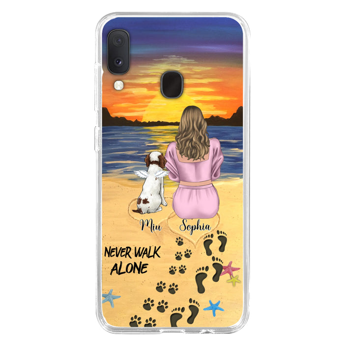 Personalized Memorial Dog Mom Phone Case - Up to 3 Dogs - Memorial Gift Idea for Dog Owners - Never Walk Alone - Case for iPhone/Samsung
