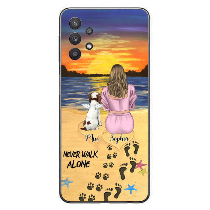 Personalized Memorial Dog Mom Phone Case - Up to 3 Dogs - Memorial Gift Idea for Dog Owners - Never Walk Alone - Case for iPhone/Samsung