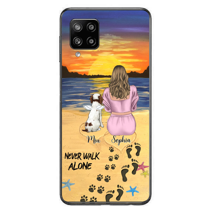 Personalized Memorial Dog Mom Phone Case - Up to 3 Dogs - Memorial Gift Idea for Dog Owners - Never Walk Alone - Case for iPhone/Samsung