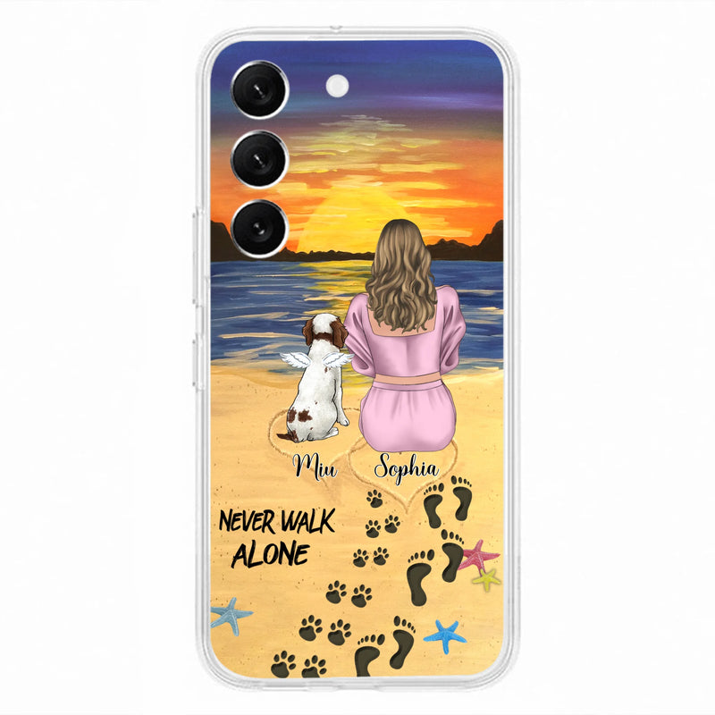 Personalized Memorial Dog Mom Phone Case - Up to 3 Dogs - Memorial Gift Idea for Dog Owners - Never Walk Alone - Case for iPhone/Samsung