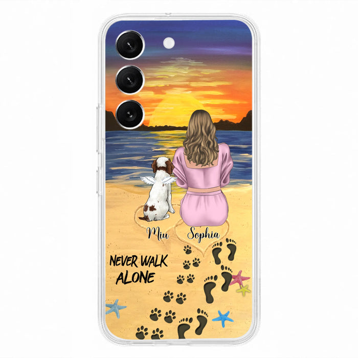 Personalized Memorial Dog Mom Phone Case - Up to 3 Dogs - Memorial Gift Idea for Dog Owners - Never Walk Alone - Case for iPhone/Samsung