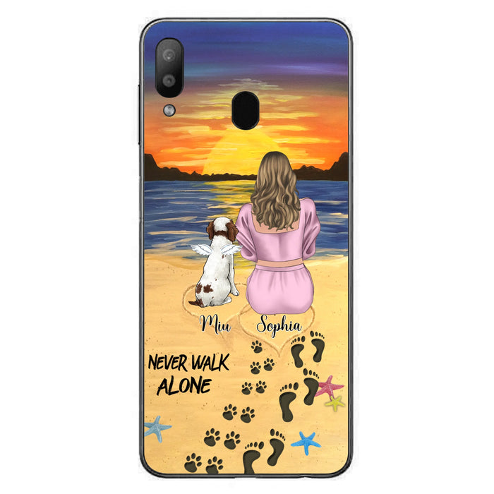 Personalized Memorial Dog Mom Phone Case - Up to 3 Dogs - Memorial Gift Idea for Dog Owners - Never Walk Alone - Case for iPhone/Samsung