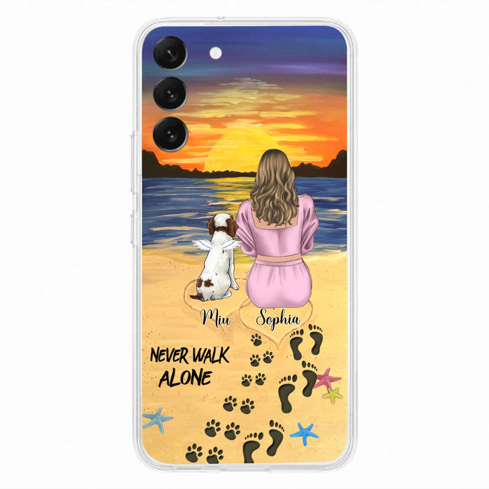Personalized Memorial Dog Mom Phone Case - Up to 3 Dogs - Memorial Gift Idea for Dog Owners - Never Walk Alone - Case for iPhone/Samsung