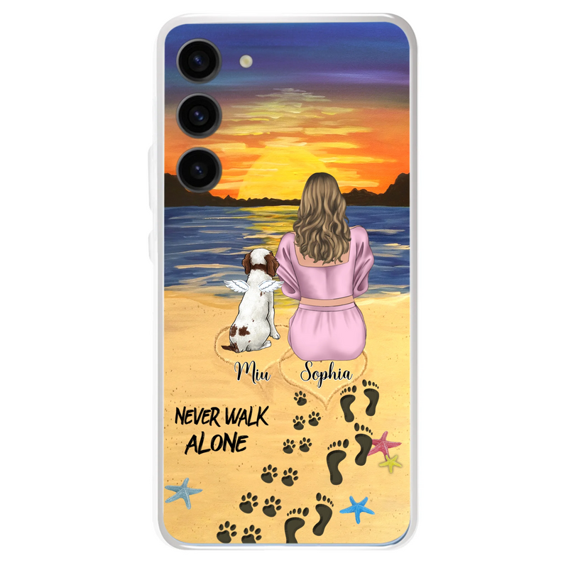 Personalized Memorial Dog Mom Phone Case - Up to 3 Dogs - Memorial Gift Idea for Dog Owners - Never Walk Alone - Case for iPhone/Samsung