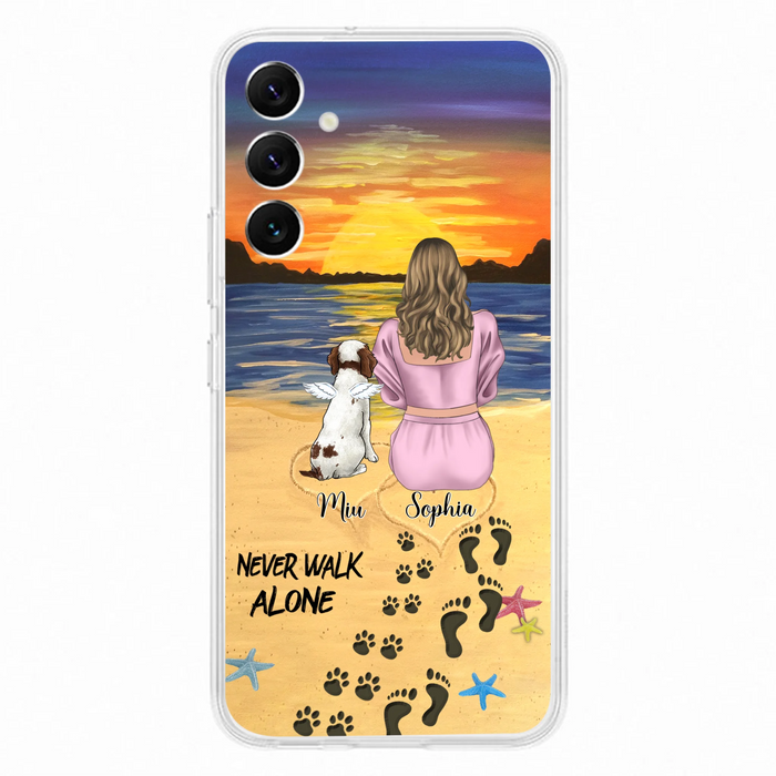 Personalized Memorial Dog Mom Phone Case - Up to 3 Dogs - Memorial Gift Idea for Dog Owners - Never Walk Alone - Case for iPhone/Samsung