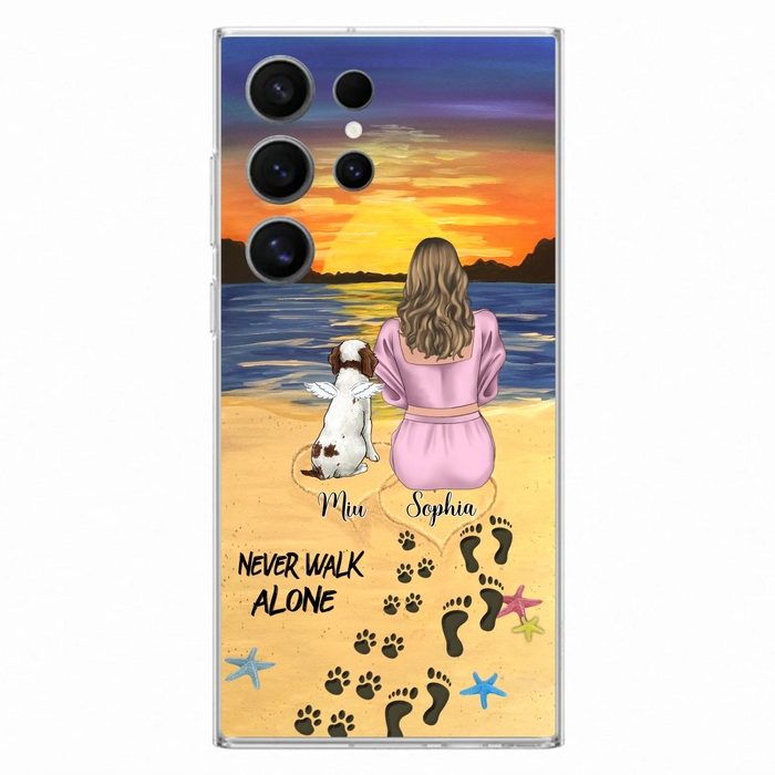 Personalized Memorial Dog Mom Phone Case - Up to 3 Dogs - Memorial Gift Idea for Dog Owners - Never Walk Alone - Case for iPhone/Samsung