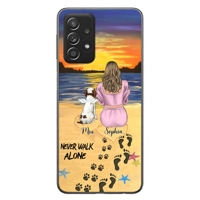 Personalized Memorial Dog Mom Phone Case - Up to 3 Dogs - Memorial Gift Idea for Dog Owners - Never Walk Alone - Case for iPhone/Samsung