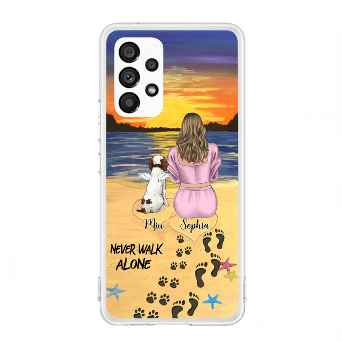 Personalized Memorial Dog Mom Phone Case - Up to 3 Dogs - Memorial Gift Idea for Dog Owners - Never Walk Alone - Case for iPhone/Samsung