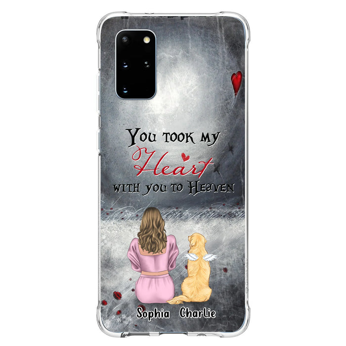 Personalized Memorial Dog Mom Phone Case - Up to 5 Dogs - Memorial Gift Idea for Dog Lovers - You Took My Heart With You To Heaven - Case For iPhone And Samsung
