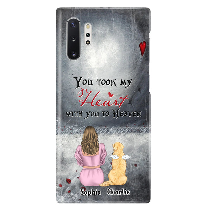 Personalized Memorial Dog Mom Phone Case - Up to 5 Dogs - Memorial Gift Idea for Dog Lovers - You Took My Heart With You To Heaven - Case For iPhone And Samsung