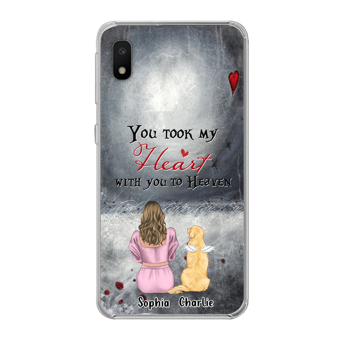Personalized Memorial Dog Mom Phone Case - Up to 5 Dogs - Memorial Gift Idea for Dog Lovers - You Took My Heart With You To Heaven - Case For iPhone And Samsung