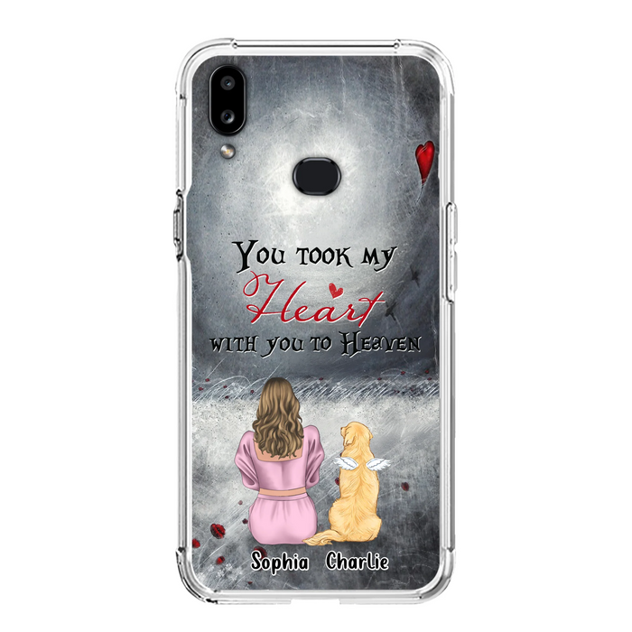 Personalized Memorial Dog Mom Phone Case - Up to 5 Dogs - Memorial Gift Idea for Dog Lovers - You Took My Heart With You To Heaven - Case For iPhone And Samsung