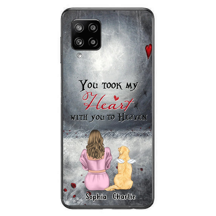 Personalized Memorial Dog Mom Phone Case - Up to 5 Dogs - Memorial Gift Idea for Dog Lovers - You Took My Heart With You To Heaven - Case For iPhone And Samsung