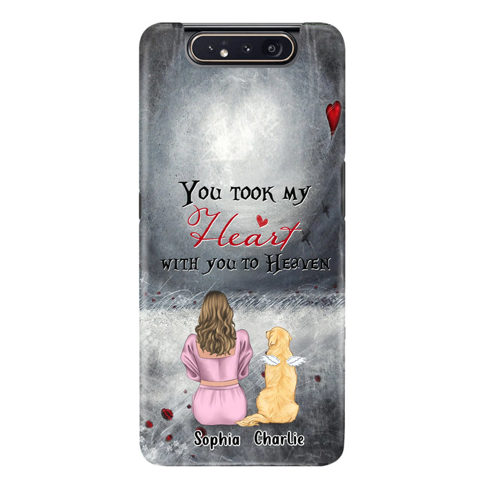 Personalized Memorial Dog Mom Phone Case - Up to 5 Dogs - Memorial Gift Idea for Dog Lovers - You Took My Heart With You To Heaven - Case For iPhone And Samsung