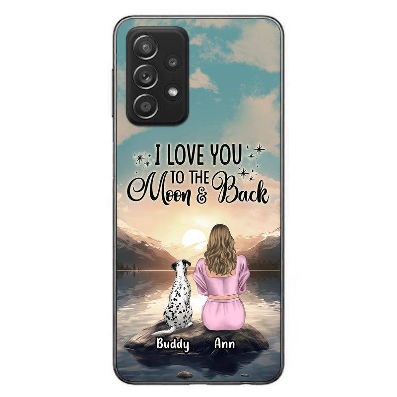 Personalized Dog Mom Phone Case - Up to 6 Dogs - Gift Idea for Dog Lovers - I Love You To The Moon & Back - Case for iPhone/Samsung