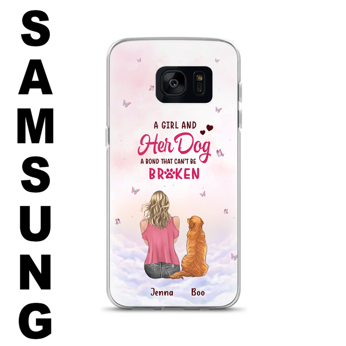 Personalized Dog Mom Phone Case - Up to 5 Dogs - Gift Idea For Dog Lovers - A Girl And Her Dog A Bond That Can't Be Broken - Case for iPhone/Samsung