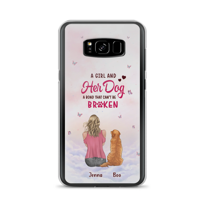Personalized Dog Mom Phone Case - Up to 5 Dogs - Gift Idea For Dog Lovers - A Girl And Her Dog A Bond That Can't Be Broken - Case for iPhone/Samsung