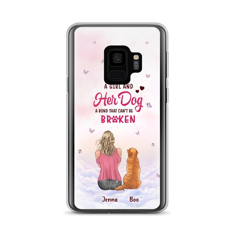Personalized Dog Mom Phone Case - Up to 5 Dogs - Gift Idea For Dog Lovers - A Girl And Her Dog A Bond That Can't Be Broken - Case for iPhone/Samsung