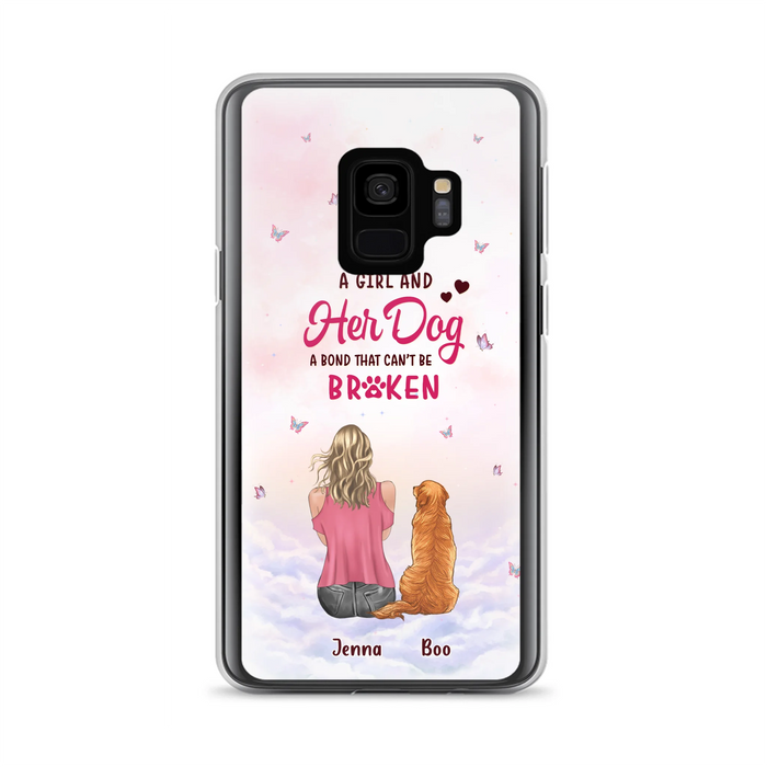 Personalized Dog Mom Phone Case - Up to 5 Dogs - Gift Idea For Dog Lovers - A Girl And Her Dog A Bond That Can't Be Broken - Case for iPhone/Samsung
