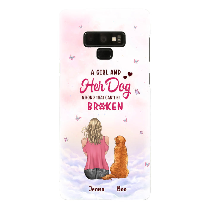 Personalized Dog Mom Phone Case - Up to 5 Dogs - Gift Idea For Dog Lovers - A Girl And Her Dog A Bond That Can't Be Broken - Case for iPhone/Samsung