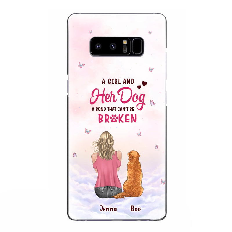 Personalized Dog Mom Phone Case - Up to 5 Dogs - Gift Idea For Dog Lovers - A Girl And Her Dog A Bond That Can't Be Broken - Case for iPhone/Samsung