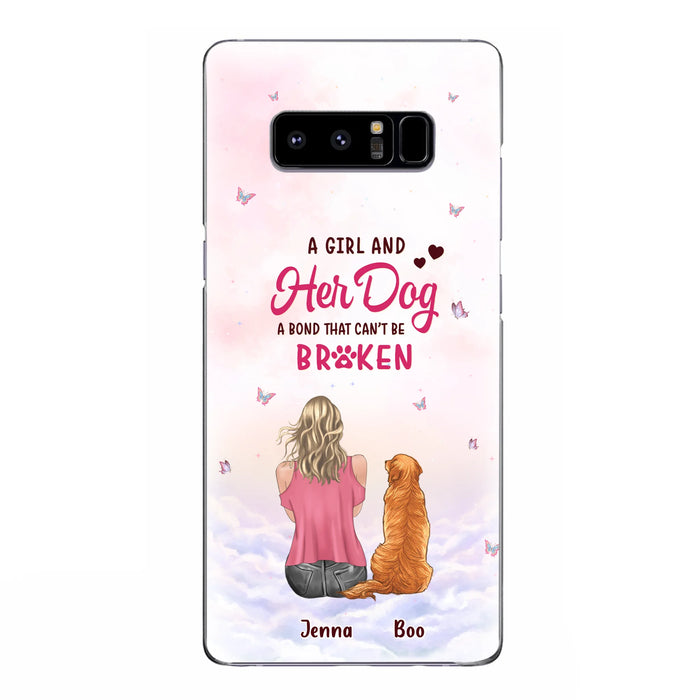 Personalized Dog Mom Phone Case - Up to 5 Dogs - Gift Idea For Dog Lovers - A Girl And Her Dog A Bond That Can't Be Broken - Case for iPhone/Samsung