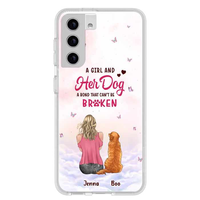 Personalized Dog Mom Phone Case - Up to 5 Dogs - Gift Idea For Dog Lovers - A Girl And Her Dog A Bond That Can't Be Broken - Case for iPhone/Samsung