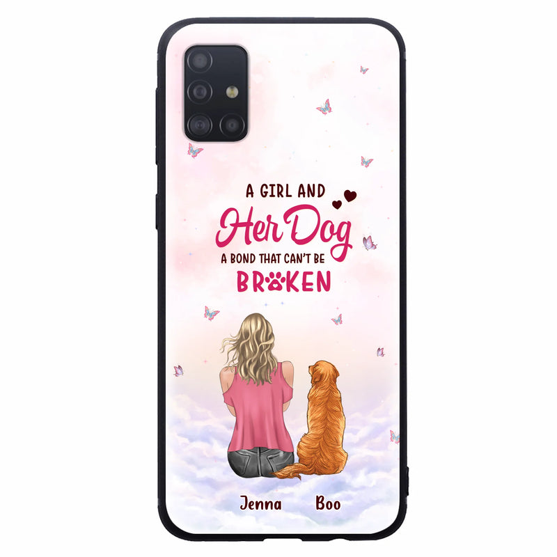 Personalized Dog Mom Phone Case - Up to 5 Dogs - Gift Idea For Dog Lovers - A Girl And Her Dog A Bond That Can't Be Broken - Case for iPhone/Samsung