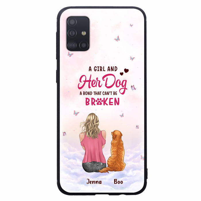 Personalized Dog Mom Phone Case - Up to 5 Dogs - Gift Idea For Dog Lovers - A Girl And Her Dog A Bond That Can't Be Broken - Case for iPhone/Samsung