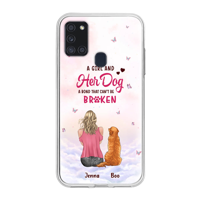 Personalized Dog Mom Phone Case - Up to 5 Dogs - Gift Idea For Dog Lovers - A Girl And Her Dog A Bond That Can't Be Broken - Case for iPhone/Samsung