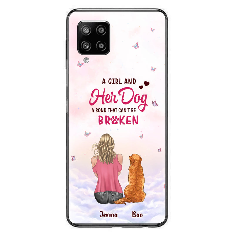 Personalized Dog Mom Phone Case - Up to 5 Dogs - Gift Idea For Dog Lovers - A Girl And Her Dog A Bond That Can't Be Broken - Case for iPhone/Samsung