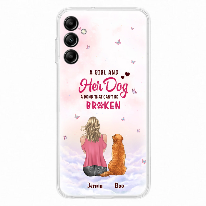 Personalized Dog Mom Phone Case - Up to 5 Dogs - Gift Idea For Dog Lovers - A Girl And Her Dog A Bond That Can't Be Broken - Case for iPhone/Samsung