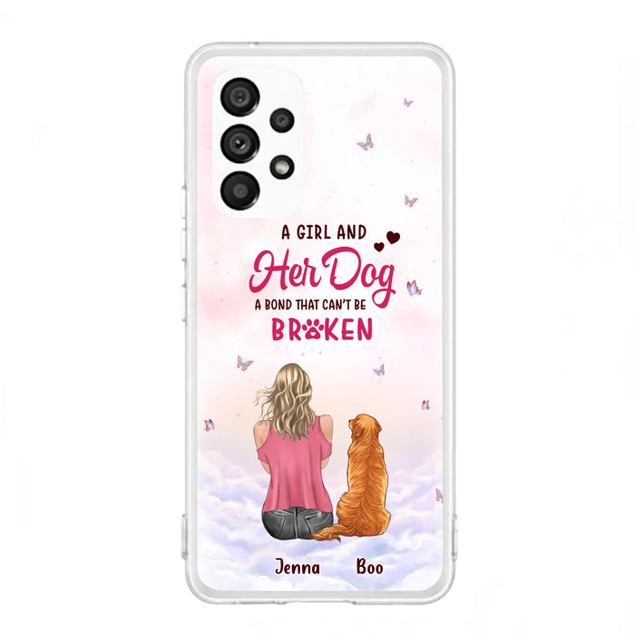 Personalized Dog Mom Phone Case - Up to 5 Dogs - Gift Idea For Dog Lovers - A Girl And Her Dog A Bond That Can't Be Broken - Case for iPhone/Samsung