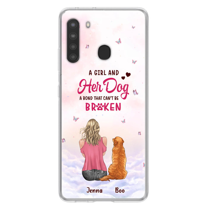 Personalized Dog Mom Phone Case - Up to 5 Dogs - Gift Idea For Dog Lovers - A Girl And Her Dog A Bond That Can't Be Broken - Case for iPhone/Samsung