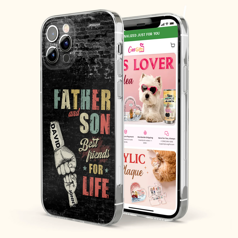 Personalized Father Phone Case - Up to 5 Children - Father's Day Gift Idea from Sons/Daughters - Father And Son/Daughter Best Friends For Life - Case for iPhone/Samsung